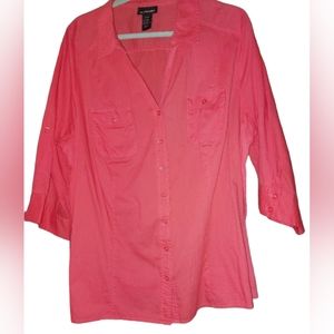 Lane Bryant Button Down Convertible Sleeve Top Size 22/24